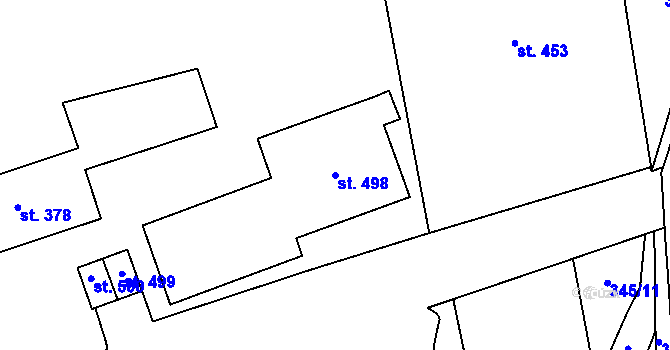 Parcela st. 498 v KÚ Louky nad Dřevnicí, Katastrální mapa
