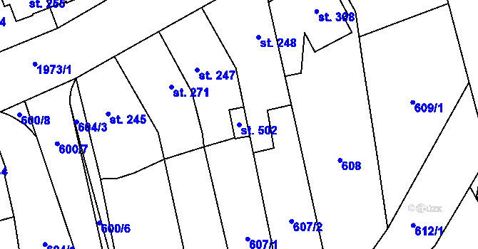 Parcela st. 502 v KÚ Louky nad Dřevnicí, Katastrální mapa