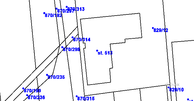 Parcela st. 513 v KÚ Louky nad Dřevnicí, Katastrální mapa