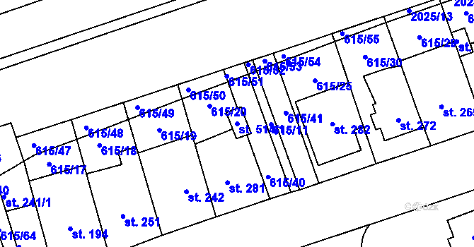 Parcela st. 514/1 v KÚ Louky nad Dřevnicí, Katastrální mapa
