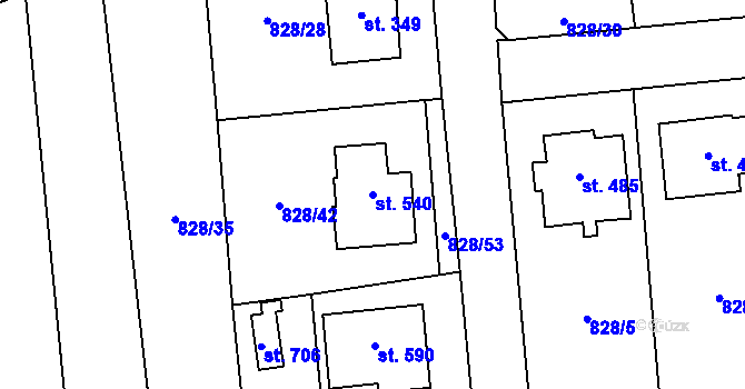 Parcela st. 540 v KÚ Louky nad Dřevnicí, Katastrální mapa