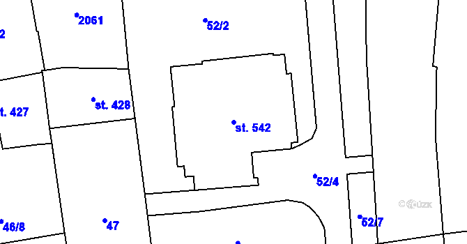 Parcela st. 542 v KÚ Louky nad Dřevnicí, Katastrální mapa