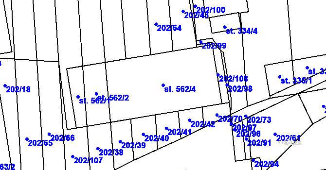 Parcela st. 562/4 v KÚ Louky nad Dřevnicí, Katastrální mapa