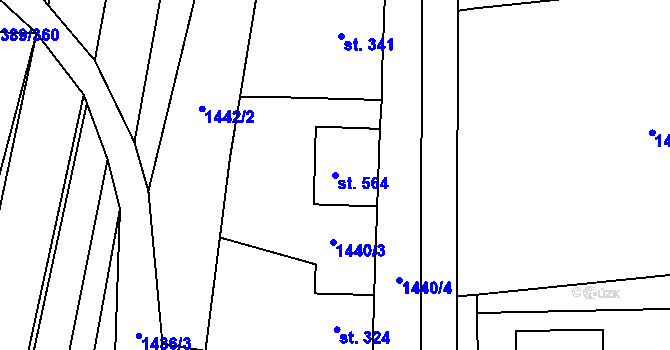 Parcela st. 564 v KÚ Louky nad Dřevnicí, Katastrální mapa