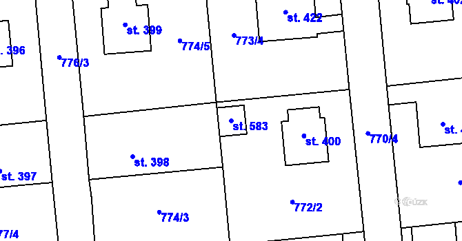 Parcela st. 583 v KÚ Louky nad Dřevnicí, Katastrální mapa