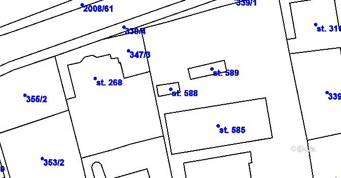 Parcela st. 588 v KÚ Louky nad Dřevnicí, Katastrální mapa