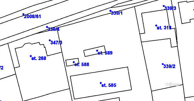 Parcela st. 589 v KÚ Louky nad Dřevnicí, Katastrální mapa