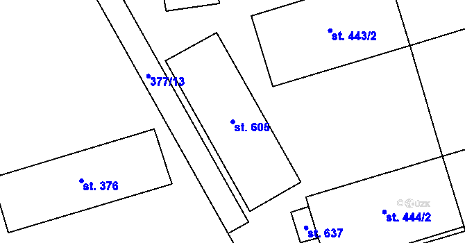 Parcela st. 605 v KÚ Louky nad Dřevnicí, Katastrální mapa