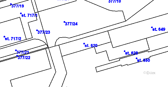 Parcela st. 620 v KÚ Louky nad Dřevnicí, Katastrální mapa