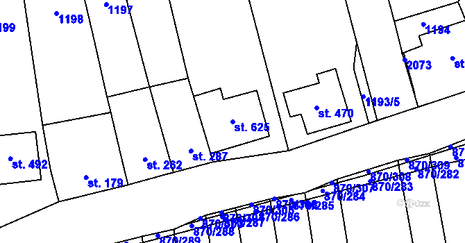 Parcela st. 625 v KÚ Louky nad Dřevnicí, Katastrální mapa