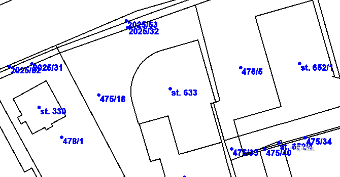 Parcela st. 633 v KÚ Louky nad Dřevnicí, Katastrální mapa
