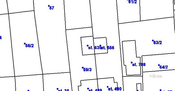 Parcela st. 635 v KÚ Louky nad Dřevnicí, Katastrální mapa