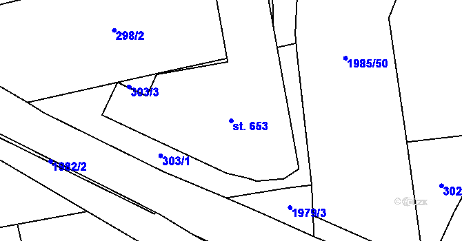 Parcela st. 653 v KÚ Louky nad Dřevnicí, Katastrální mapa