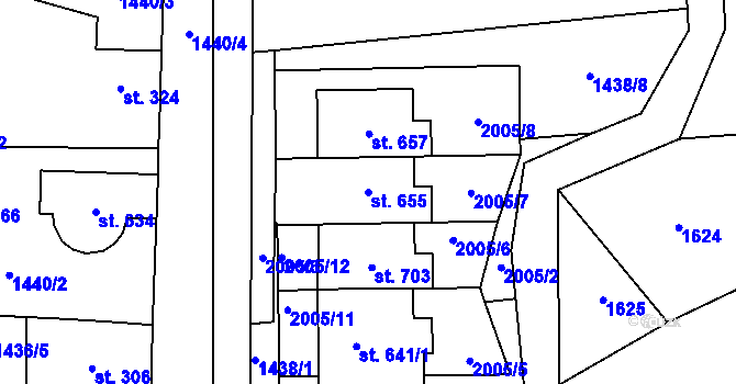 Parcela st. 655 v KÚ Louky nad Dřevnicí, Katastrální mapa