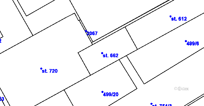 Parcela st. 662 v KÚ Louky nad Dřevnicí, Katastrální mapa