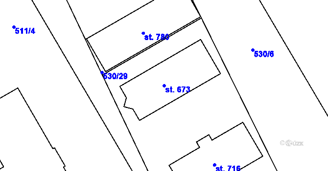Parcela st. 673 v KÚ Louky nad Dřevnicí, Katastrální mapa