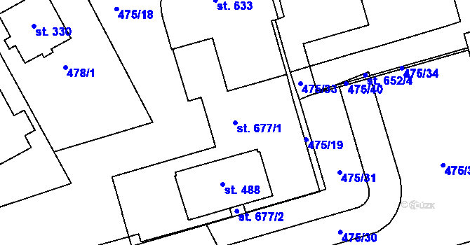 Parcela st. 677/1 v KÚ Louky nad Dřevnicí, Katastrální mapa