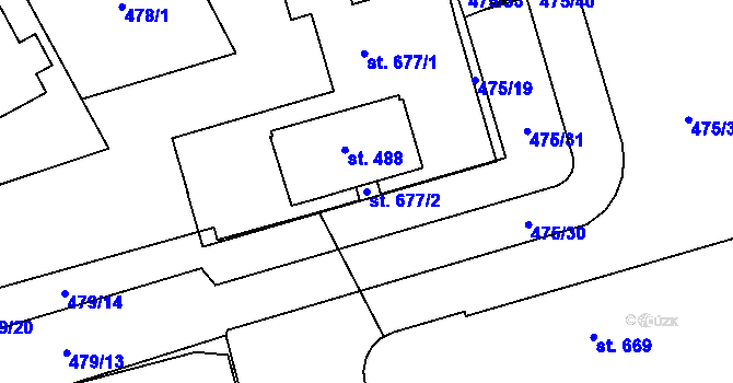 Parcela st. 677/2 v KÚ Louky nad Dřevnicí, Katastrální mapa