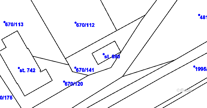 Parcela st. 690 v KÚ Louky nad Dřevnicí, Katastrální mapa