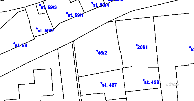 Parcela st. 46/2 v KÚ Louky nad Dřevnicí, Katastrální mapa