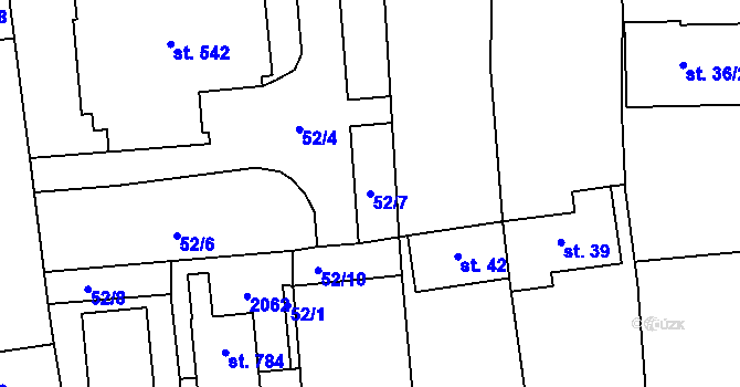 Parcela st. 52/7 v KÚ Louky nad Dřevnicí, Katastrální mapa