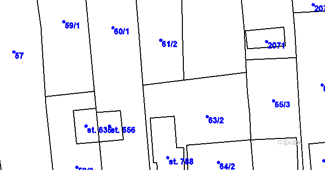 Parcela st. 61 v KÚ Louky nad Dřevnicí, Katastrální mapa