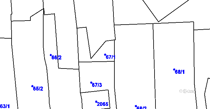 Parcela st. 67/1 v KÚ Louky nad Dřevnicí, Katastrální mapa