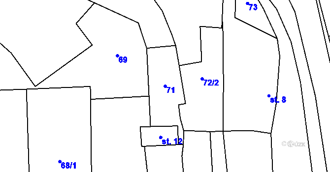 Parcela st. 71 v KÚ Louky nad Dřevnicí, Katastrální mapa