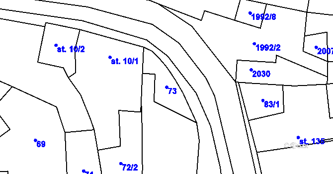 Parcela st. 73 v KÚ Louky nad Dřevnicí, Katastrální mapa