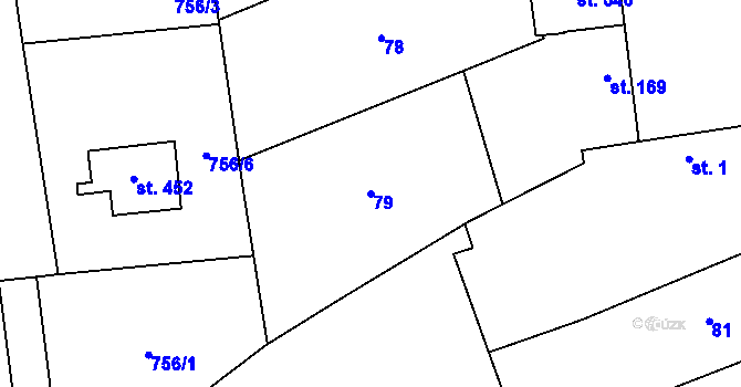 Parcela st. 79 v KÚ Louky nad Dřevnicí, Katastrální mapa