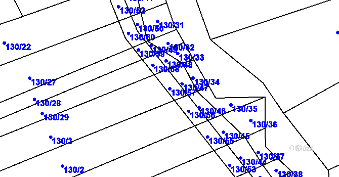 Parcela st. 130/57 v KÚ Louky nad Dřevnicí, Katastrální mapa