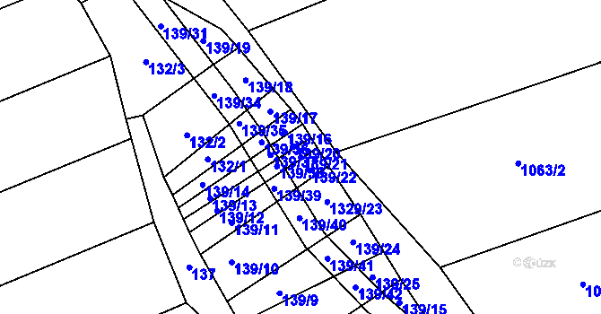 Parcela st. 139/21 v KÚ Louky nad Dřevnicí, Katastrální mapa