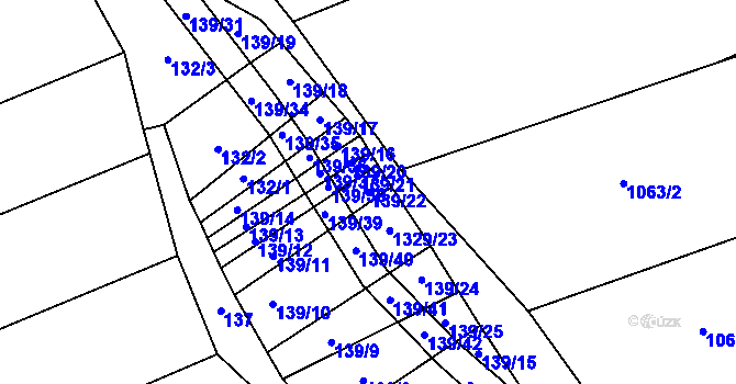 Parcela st. 139/22 v KÚ Louky nad Dřevnicí, Katastrální mapa