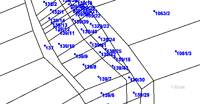 Parcela st. 139/42 v KÚ Louky nad Dřevnicí, Katastrální mapa