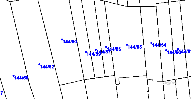 Parcela st. 144/57 v KÚ Louky nad Dřevnicí, Katastrální mapa