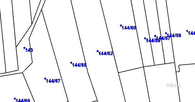 Parcela st. 144/62 v KÚ Louky nad Dřevnicí, Katastrální mapa
