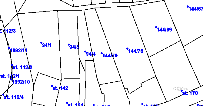 Parcela st. 144/79 v KÚ Louky nad Dřevnicí, Katastrální mapa