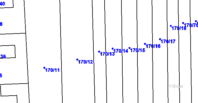 Parcela st. 170/13 v KÚ Louky nad Dřevnicí, Katastrální mapa