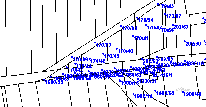 Parcela st. 170/46 v KÚ Louky nad Dřevnicí, Katastrální mapa