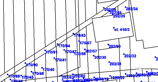 Parcela st. 170/57 v KÚ Louky nad Dřevnicí, Katastrální mapa