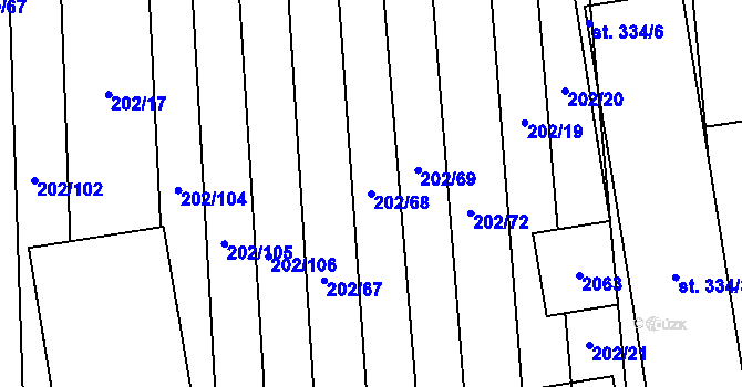 Parcela st. 202/68 v KÚ Louky nad Dřevnicí, Katastrální mapa