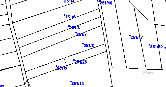 Parcela st. 251/8 v KÚ Louky nad Dřevnicí, Katastrální mapa