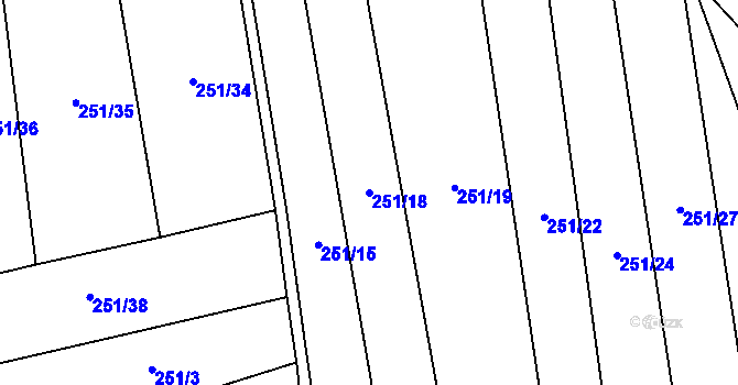 Parcela st. 251/18 v KÚ Louky nad Dřevnicí, Katastrální mapa
