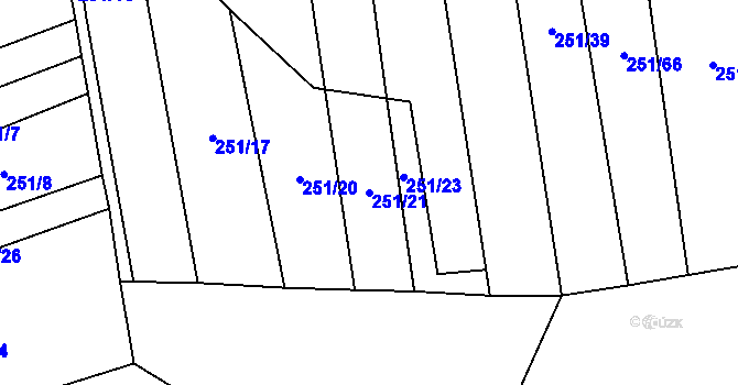Parcela st. 251/21 v KÚ Louky nad Dřevnicí, Katastrální mapa
