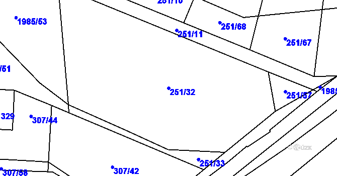 Parcela st. 251/32 v KÚ Louky nad Dřevnicí, Katastrální mapa