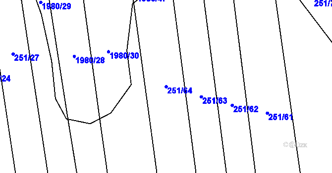 Parcela st. 251/64 v KÚ Louky nad Dřevnicí, Katastrální mapa