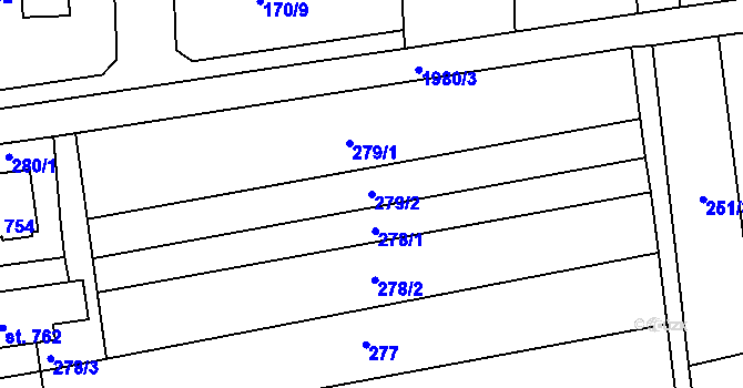 Parcela st. 279/2 v KÚ Louky nad Dřevnicí, Katastrální mapa