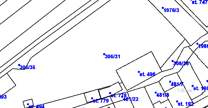 Parcela st. 306/31 v KÚ Louky nad Dřevnicí, Katastrální mapa