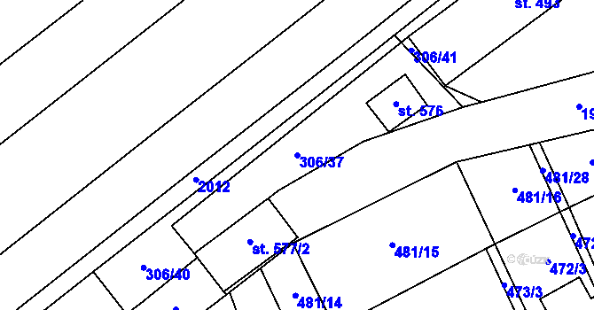 Parcela st. 306/37 v KÚ Louky nad Dřevnicí, Katastrální mapa