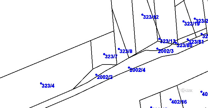Parcela st. 323/7 v KÚ Louky nad Dřevnicí, Katastrální mapa